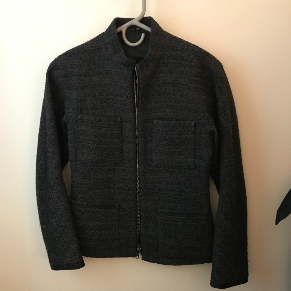 Theory jacket gray/black w/ leather lining- size 2